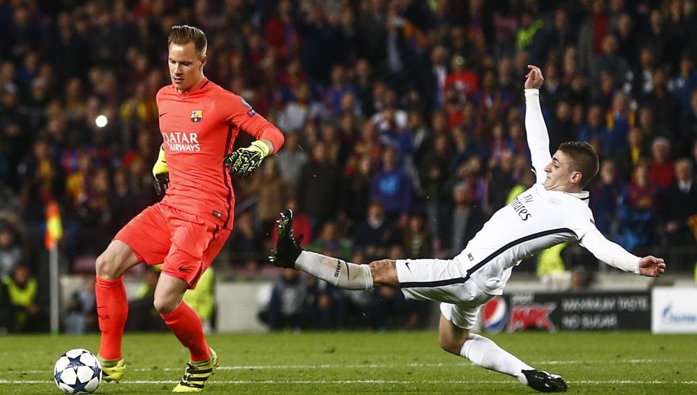 Ter Stegen podawał częściej niż piłkarze PSG